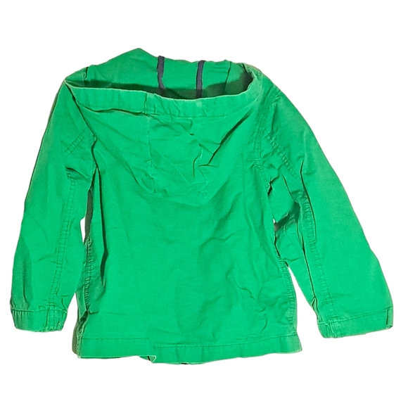 Carter's hooded jacket green and navy blue zipper details Velcro pockets EUC - Picture 4 of 4